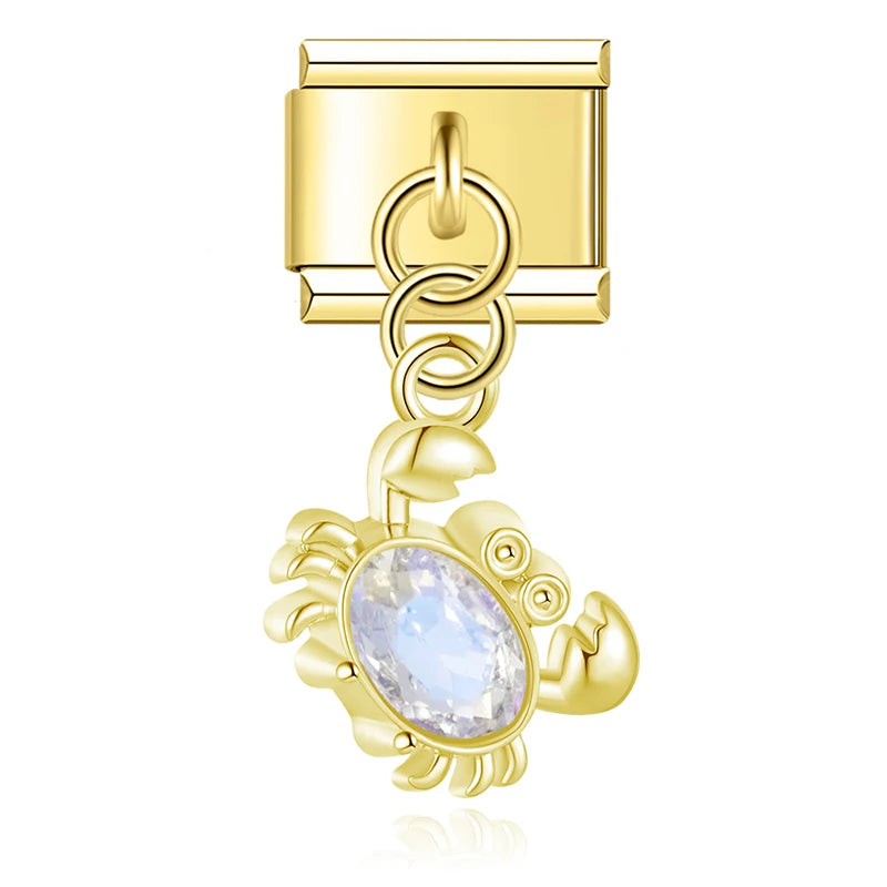 Crystal Crab - Gold Pendant Charm - Charmris