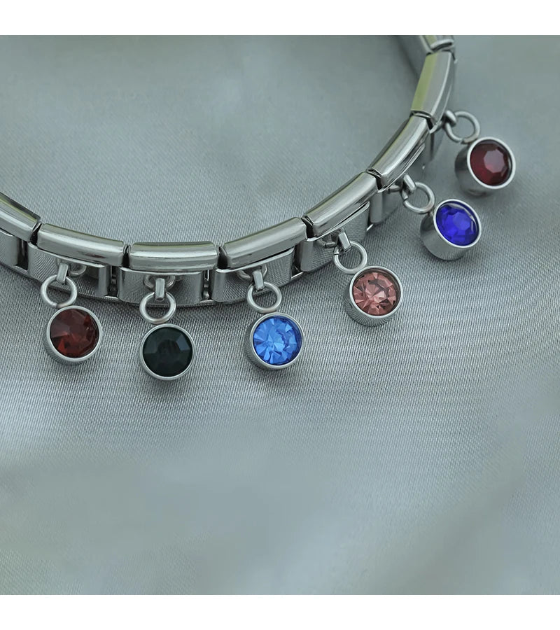 May Birthstone with CZ - Silver Pendant Charm - Charmris