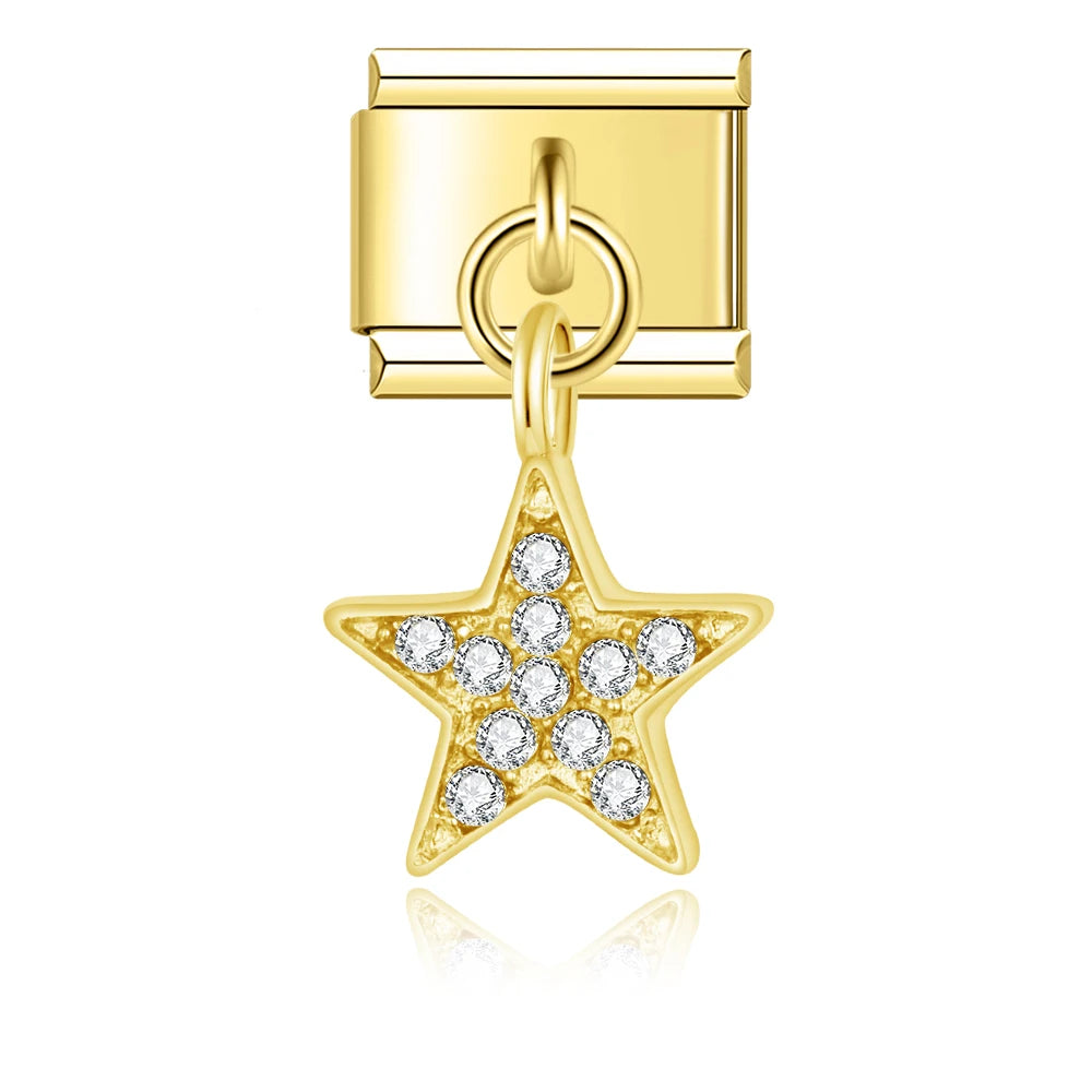 Golden Star with CZ - Gold Pendant Charm - Charmris