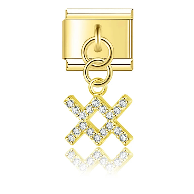 Aquarius with CZ – Gold Italian Pendant Charm - Charmris