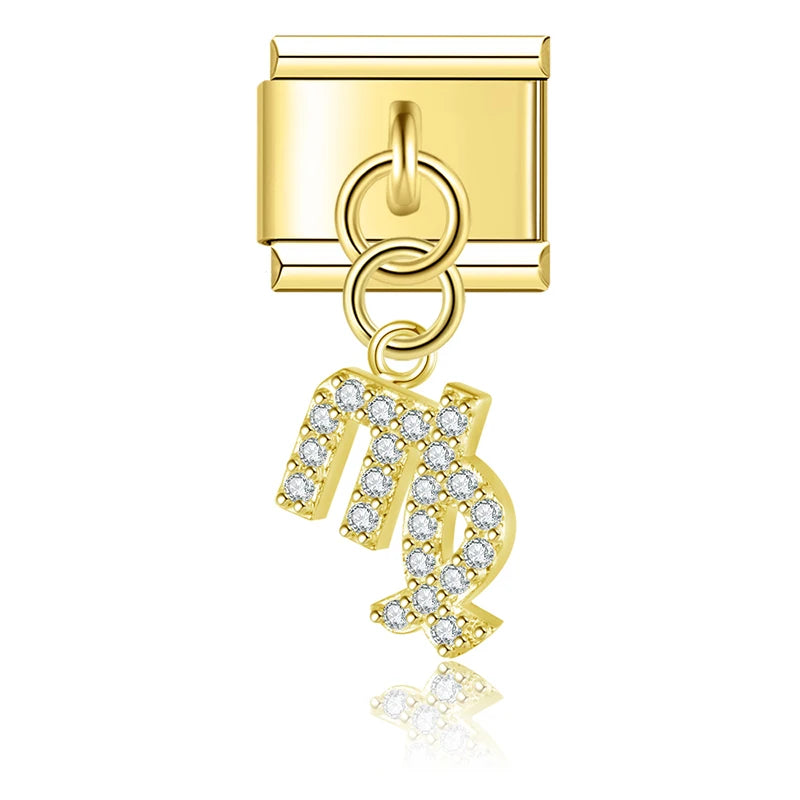 Virgo with CZ – Gold Italian Pendant Charm - Charmris