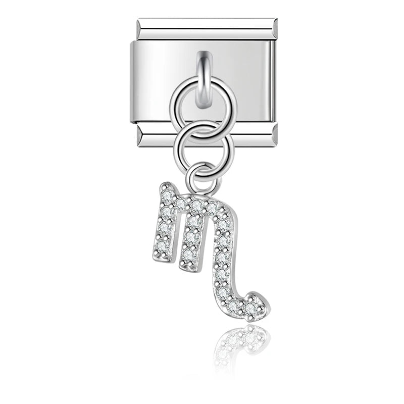 Scorpio with CZ – Silver Italian Pendant Charm - Charmris