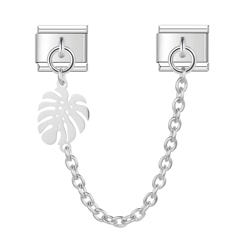Tropical Leaf Chain Silver Charm - Charmris