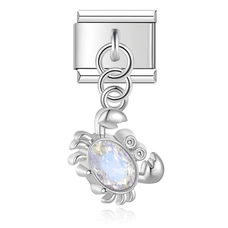 Crystal Crab - Silver Pendant Charm - Charmris