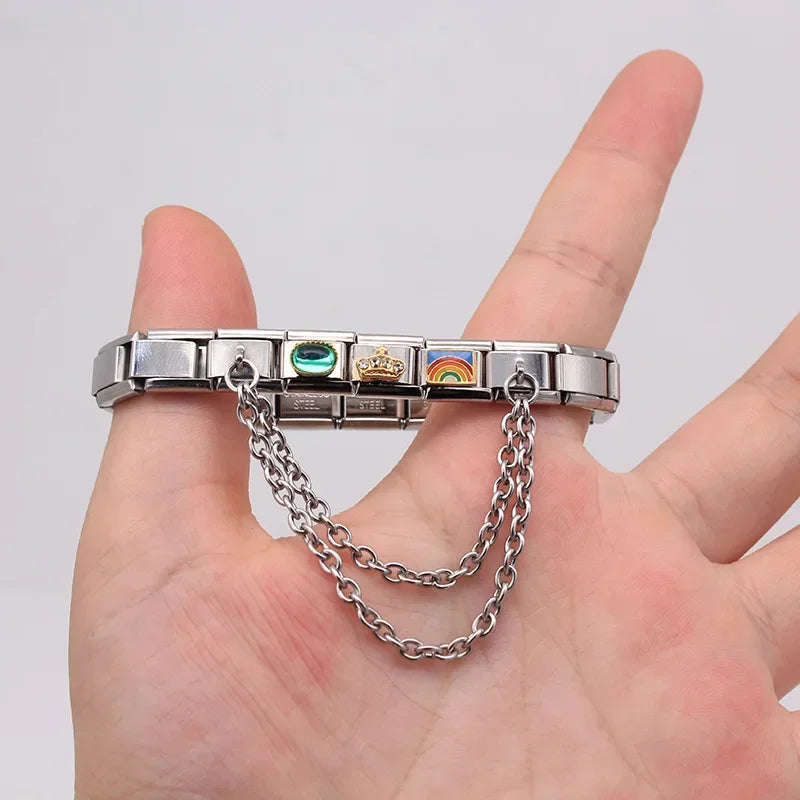 Double Layer - Double Silver Chain Charm - Charmris