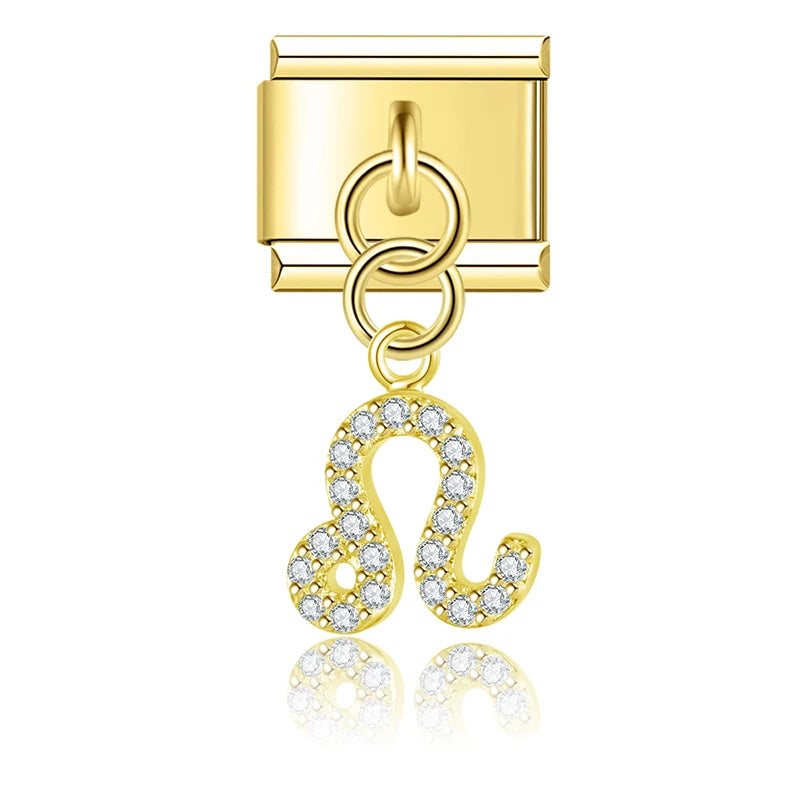 Leo with CZ – Gold Italian Pendant Charm - Charmris
