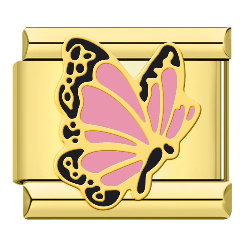 Pink Butterfly - Gold Charm - Charmris