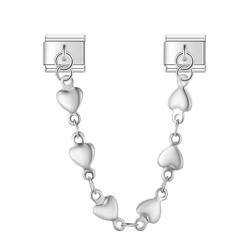 Hearts Chain Silver Charm - Charmris