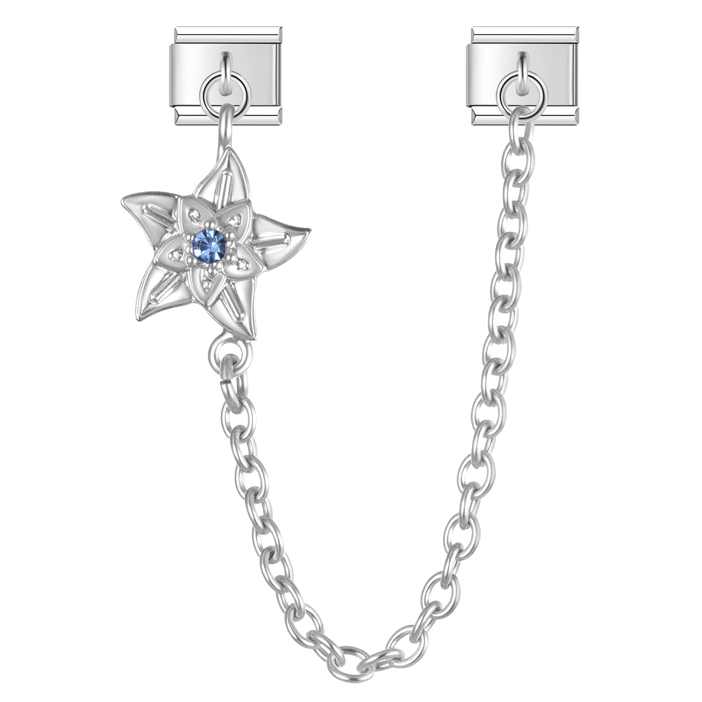 September Aster with CZ - Silver Chain Charm