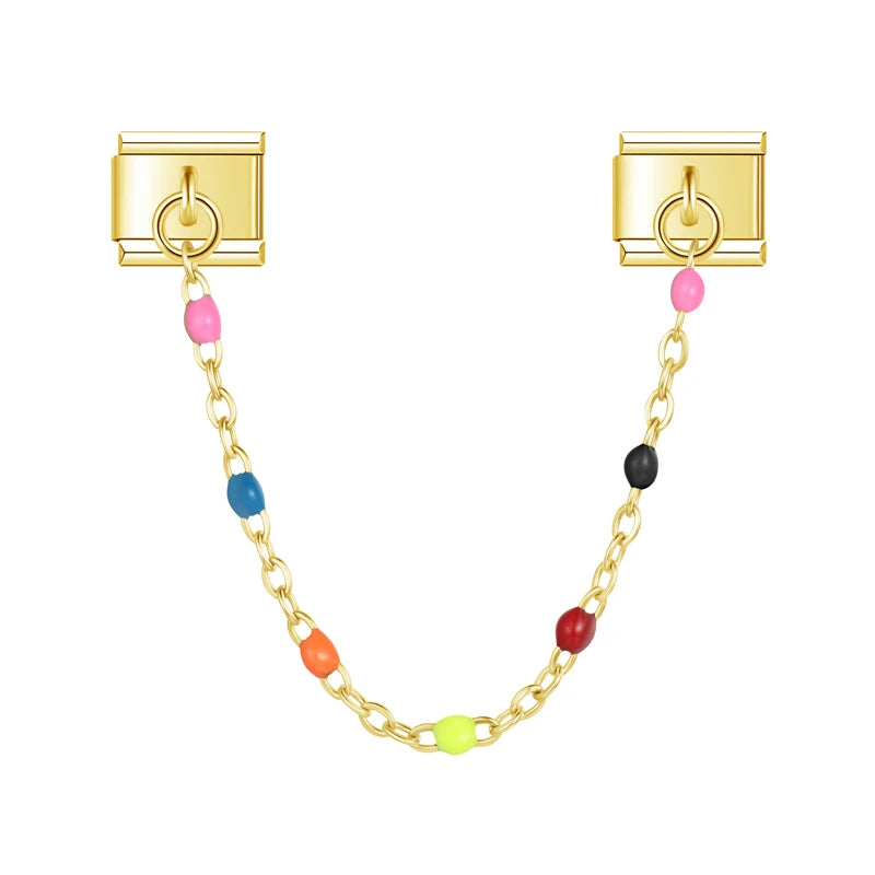 Rainbow Bead with gold chain charm - Charmris
