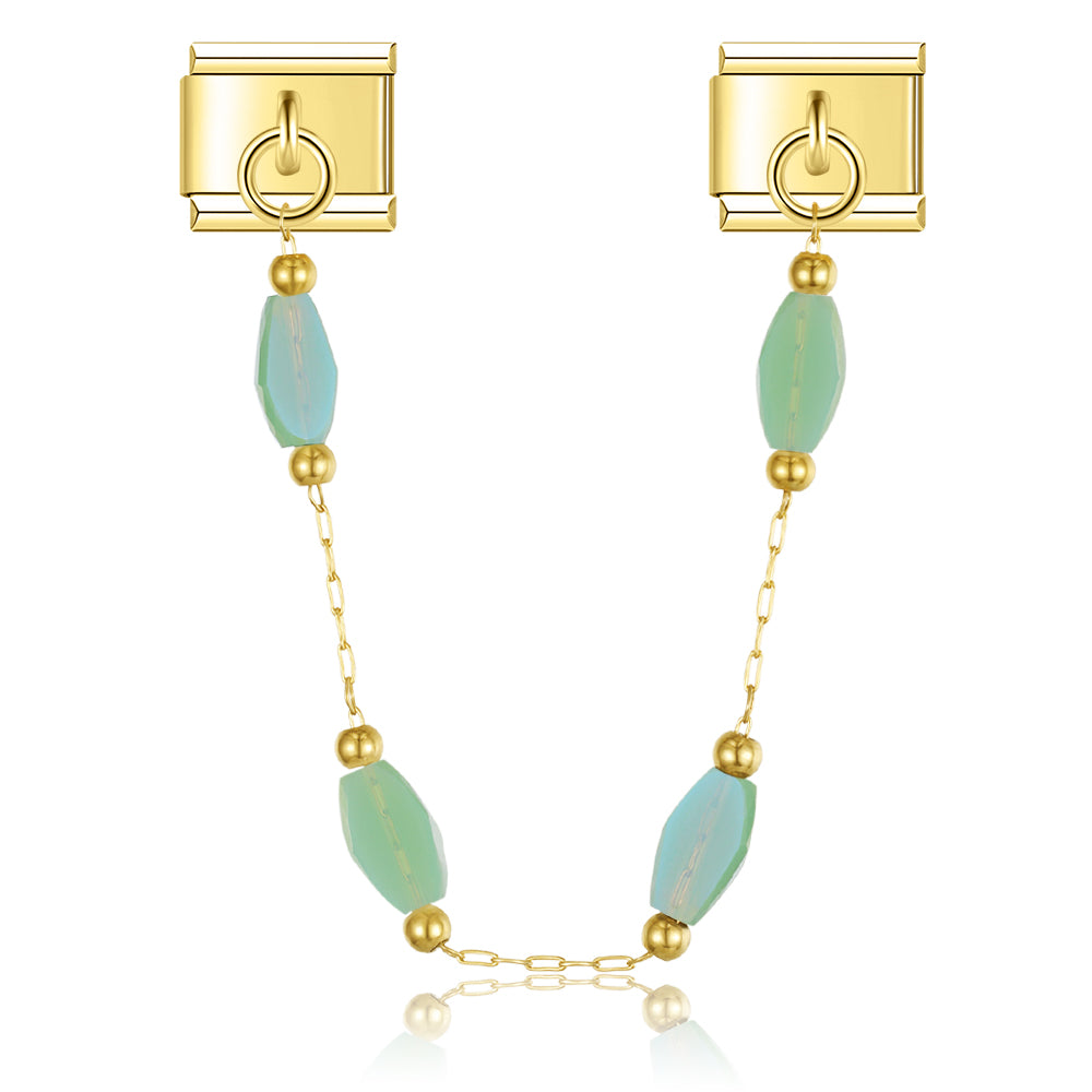 Smoky Green Elena – Gold Chain Charm