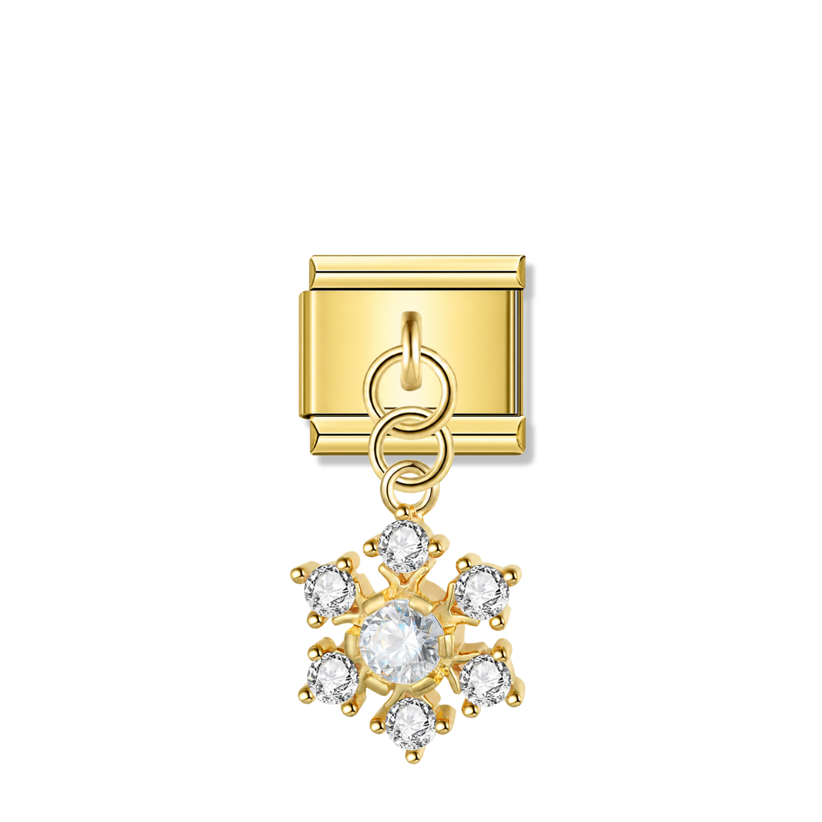 Snowflake with CZ – gold Italian pendant charm by Italycharm