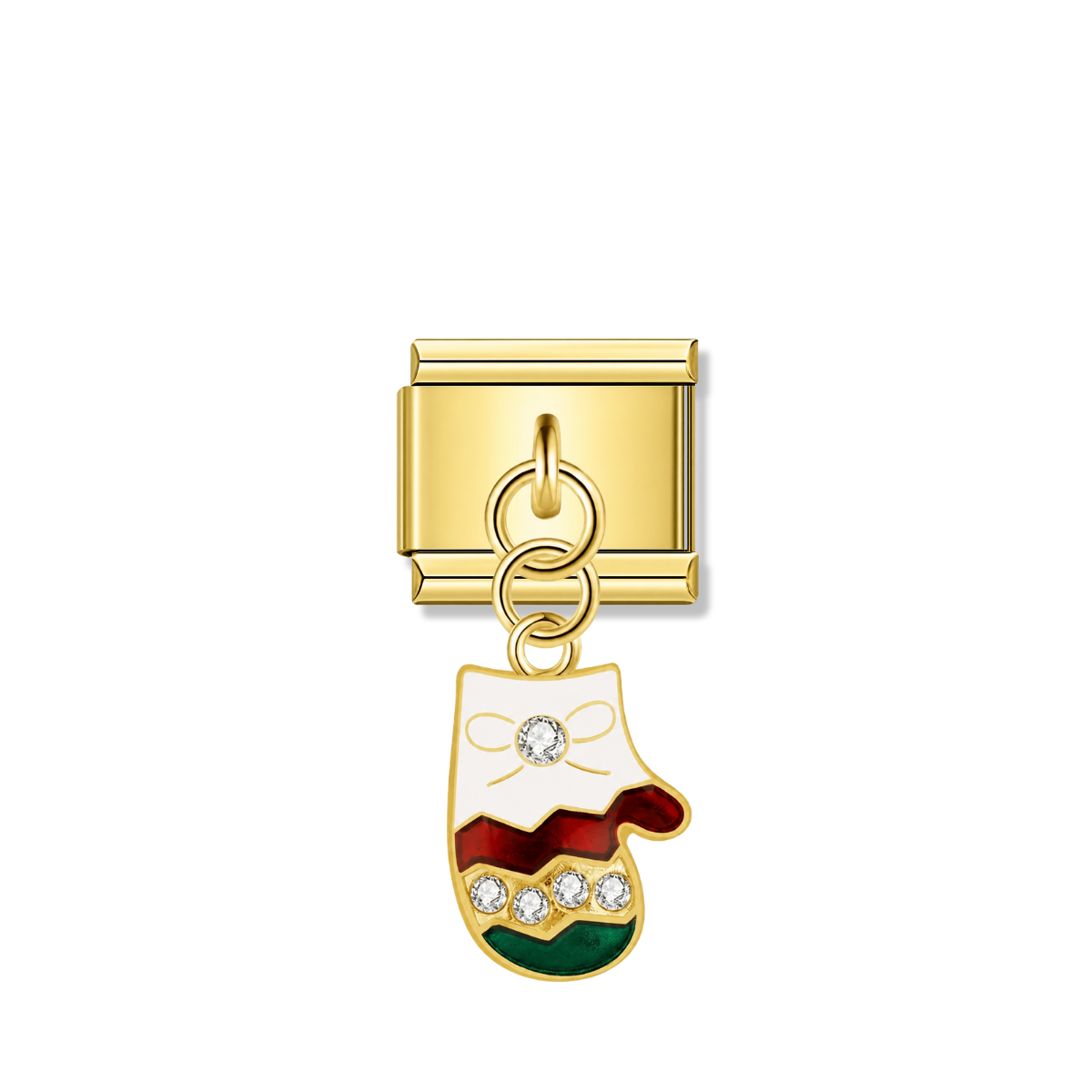 Sparkle Mitten – gold Italian pendant charm by Italycharm