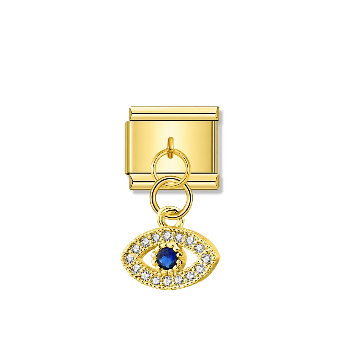 Sparkling Blue Eye with CZ – gold Italian pendant charm by Italycharm
