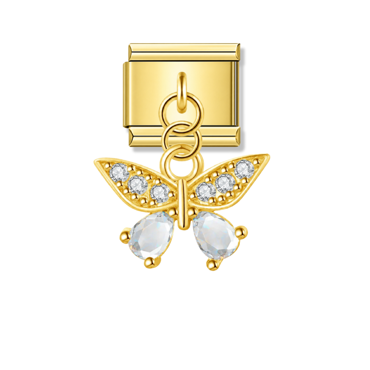 Sparkling Butterfly with CZ – gold Italian pendant charm by Italycharm