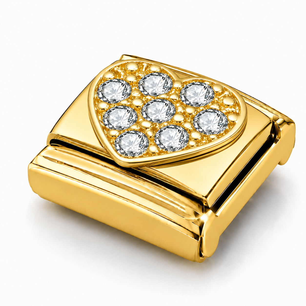 Sparkling Heart – gold Italian charm close-up view