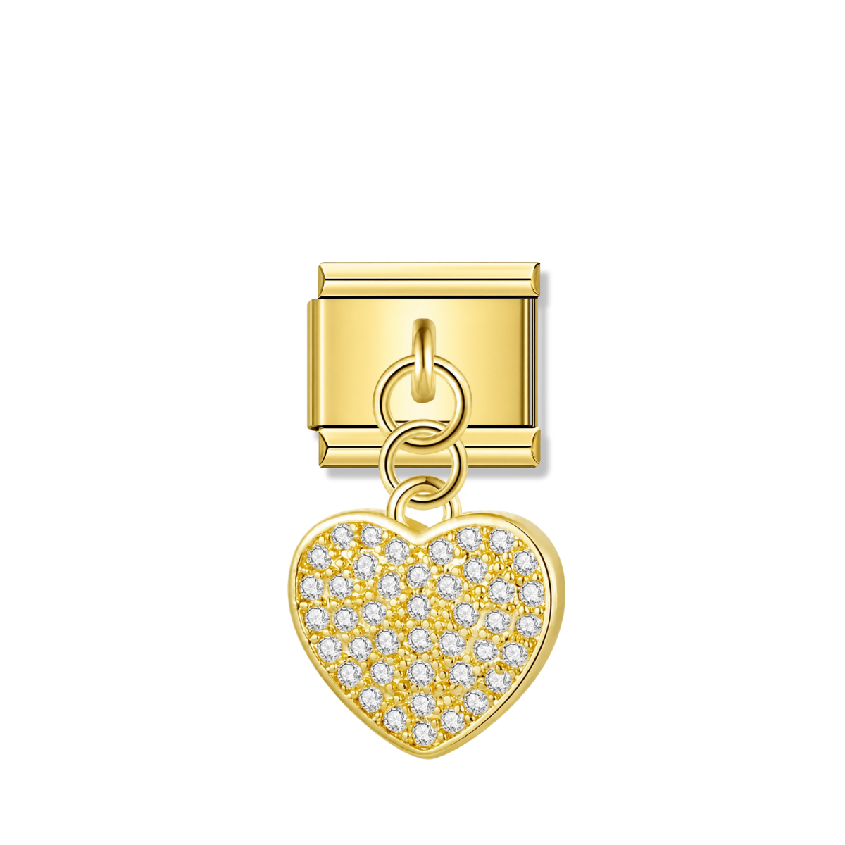 Sparkling Heart with CZ – gold Italian pendant charm by Italycharm