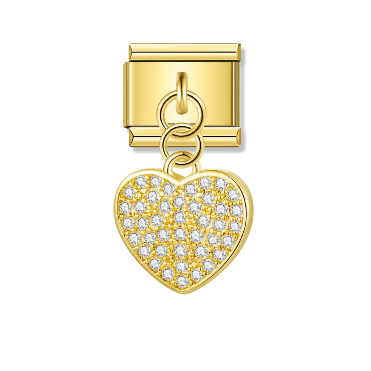 Sparkling Heart with CZ – gold Italian pendant charm by Italycharm