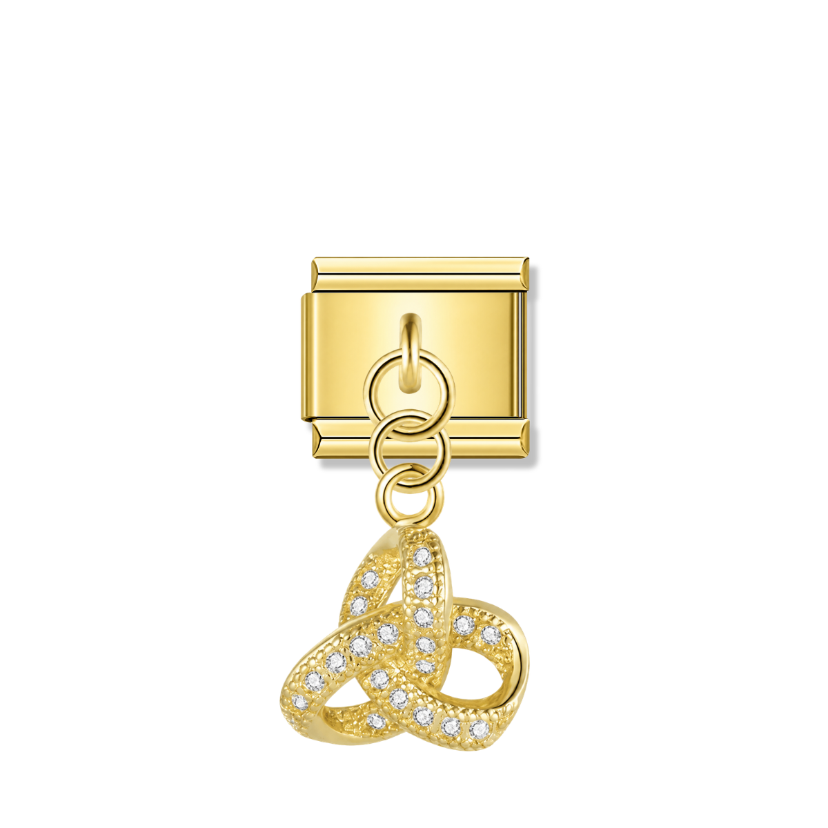 Sparkling Trinity Loop – gold Italian pendant charm by Italycharm