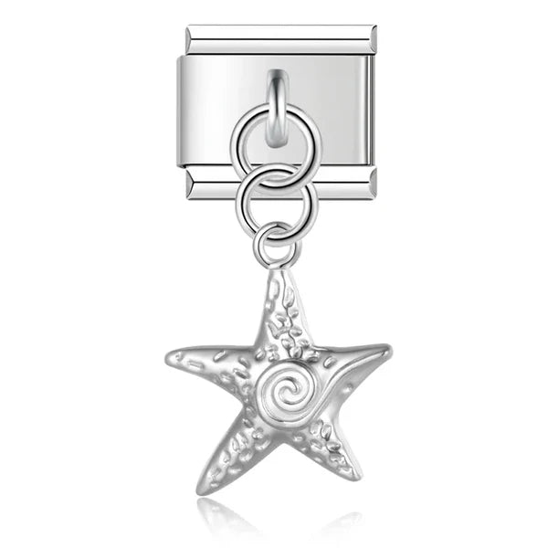 Starfish Spiral – Silver Italian Charm - Charmris