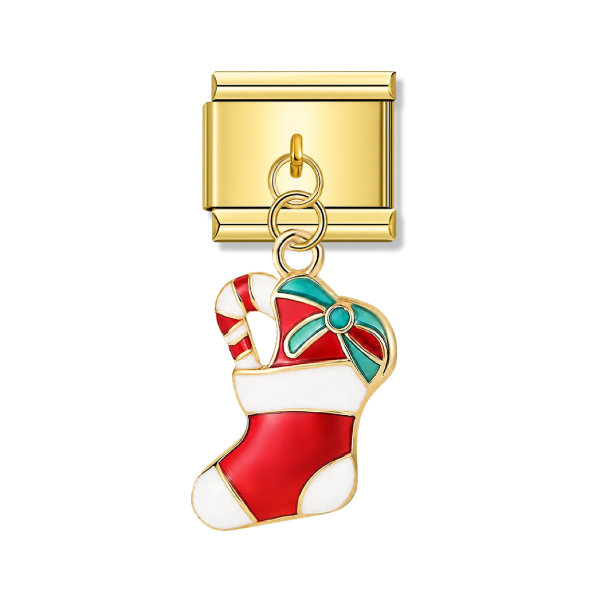 Stocking Joy – gold Italian pendant charm by Italycharm