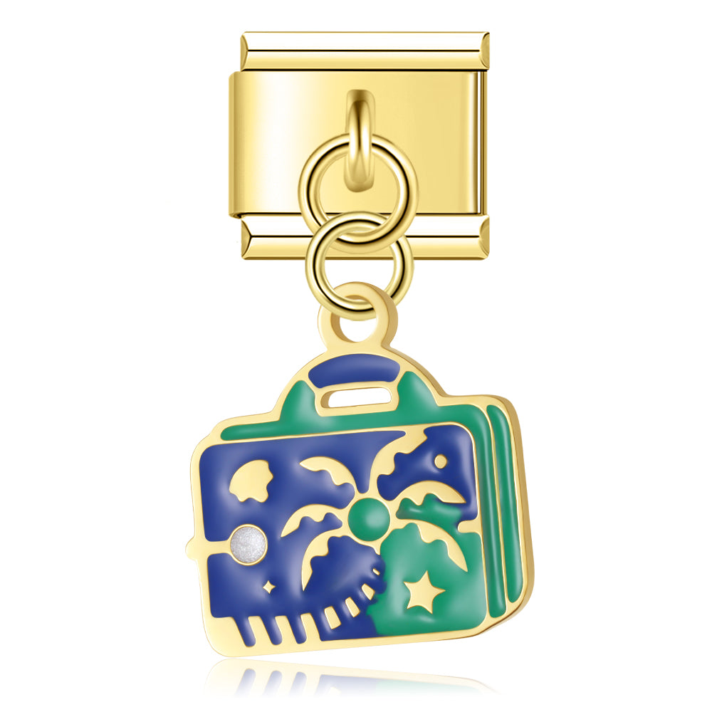 Summer Suitcase – Gold Italian Pendant Charm