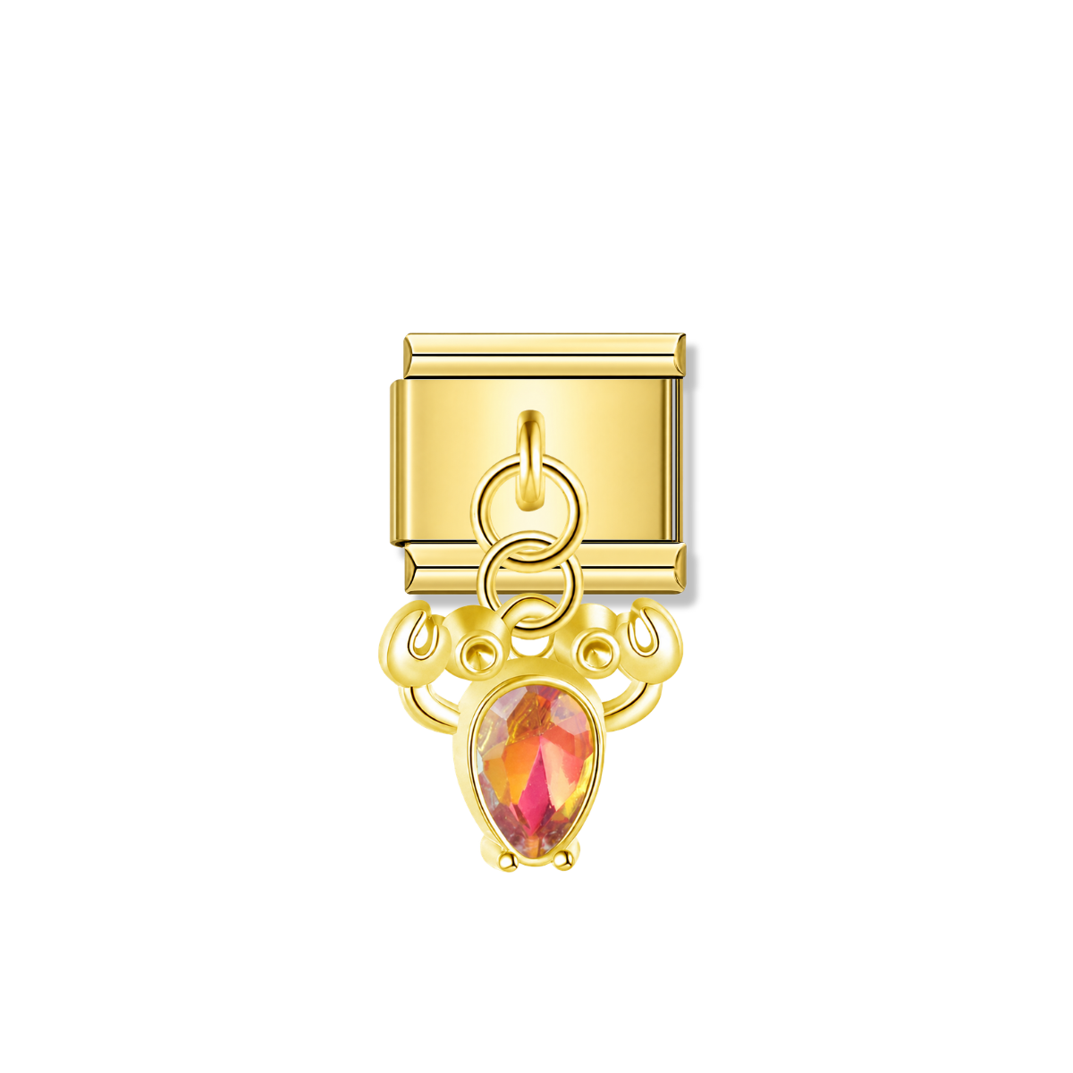 Sunset Teardrop Crab – gold Italian pendant charm by Italycharm
