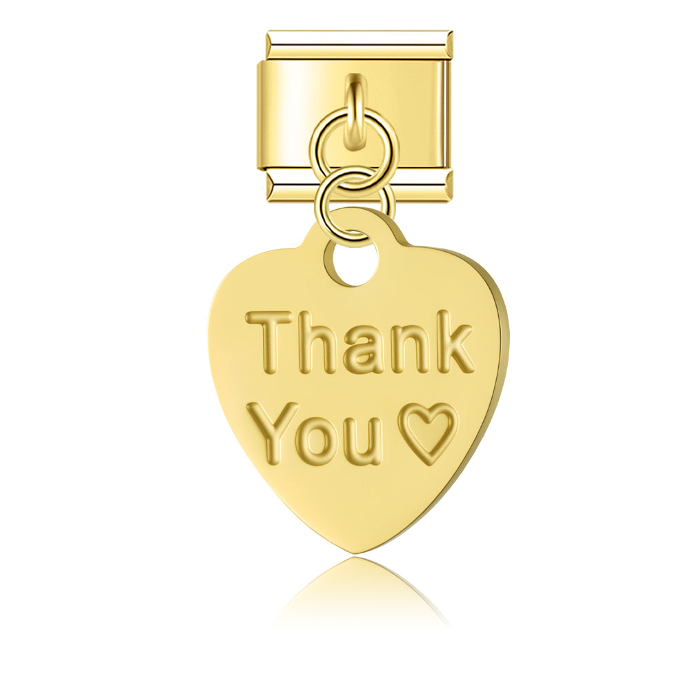 Thank You - Gold Italian Pendant Charm