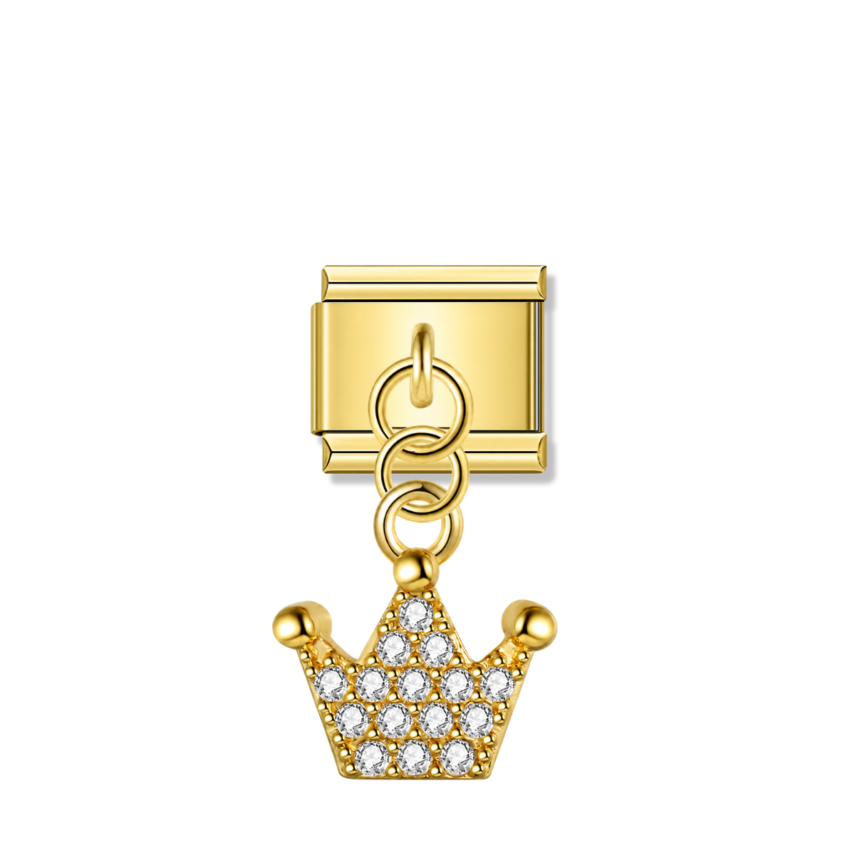 Tiny Crown with CZ – gold Italian pendant charm by Italycharm