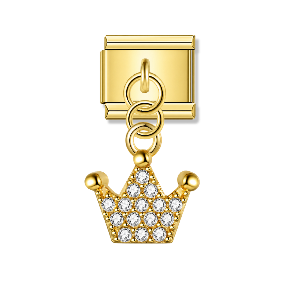 Tiny Crown with CZ – gold Italian pendant charm by Italycharm