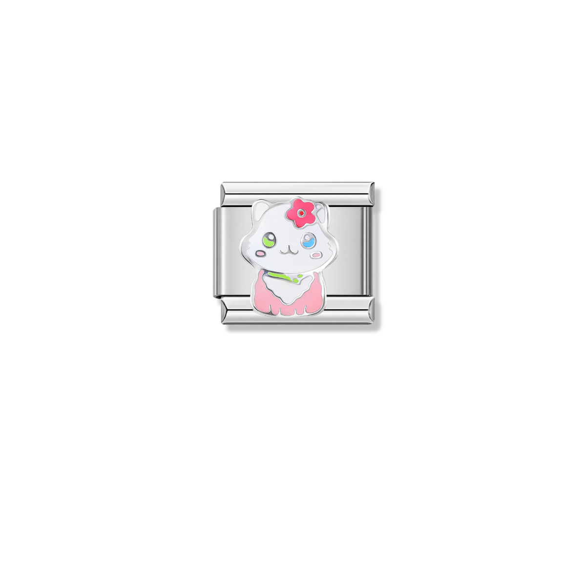White Cats have Two-Colored Eyes – silver Italian charm by Italycharm