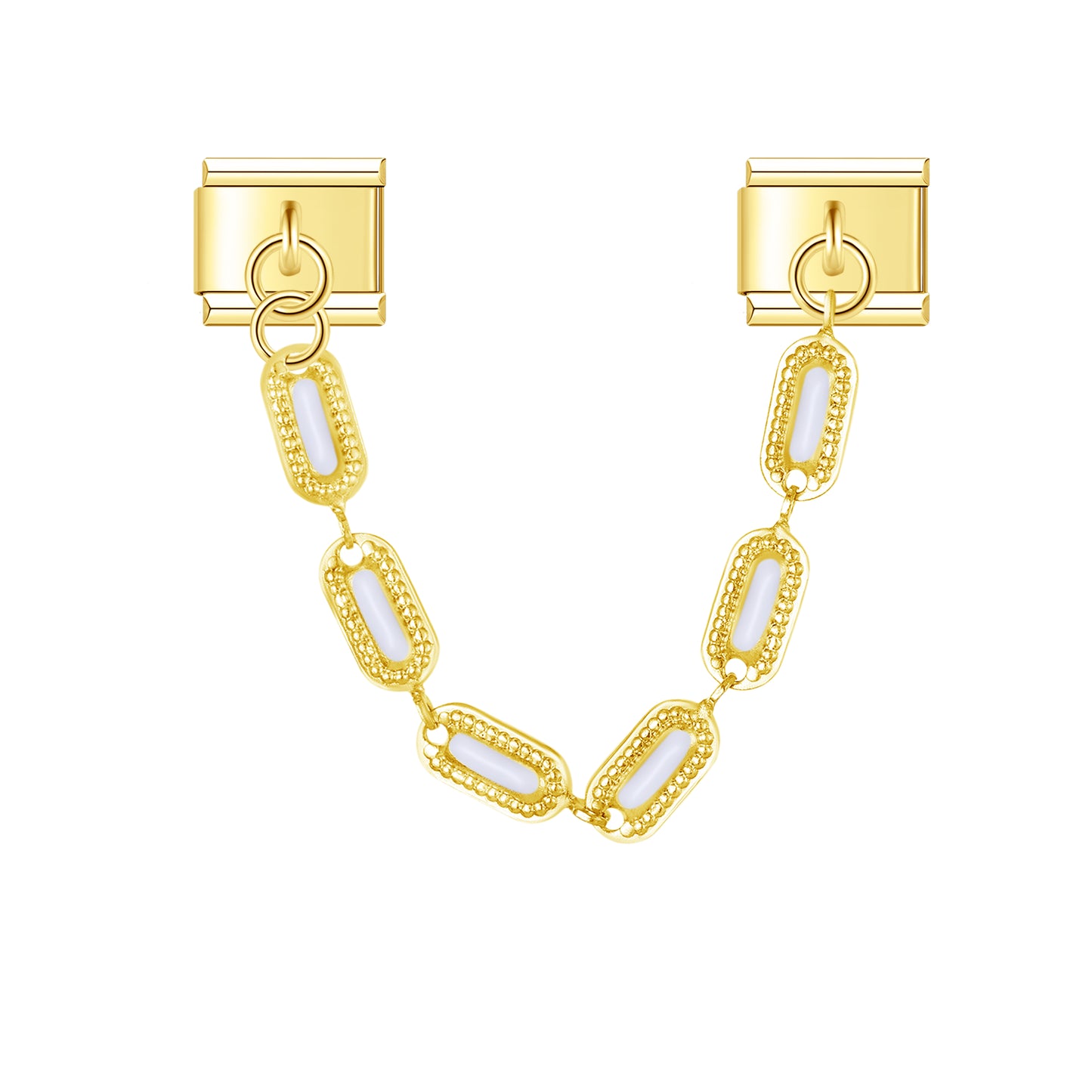 White Medallion - Gold Chain Charm
