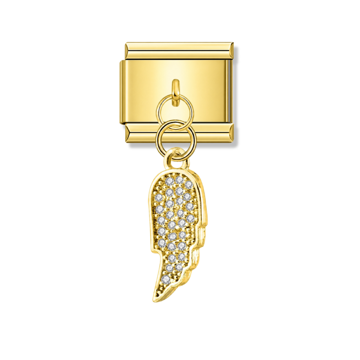 Wing Shiny with CZ – gold Italian pendant charm by Italycharm