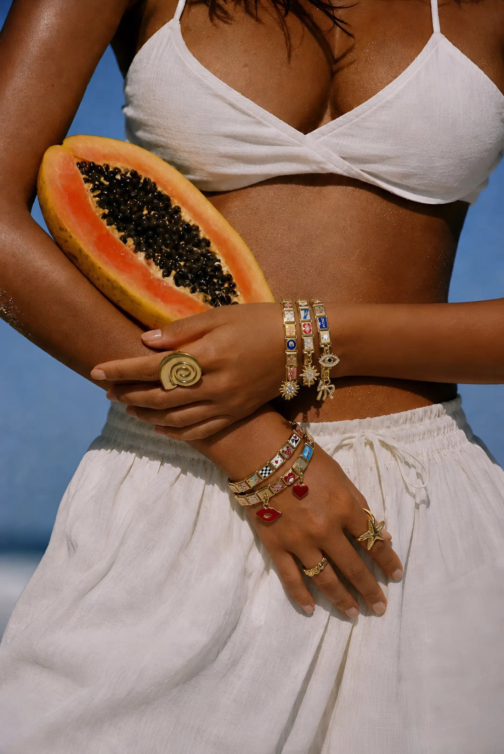 Italycharm bracelet worn at the beach