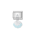 Blue Shell – Silver Italian Pendant Charm