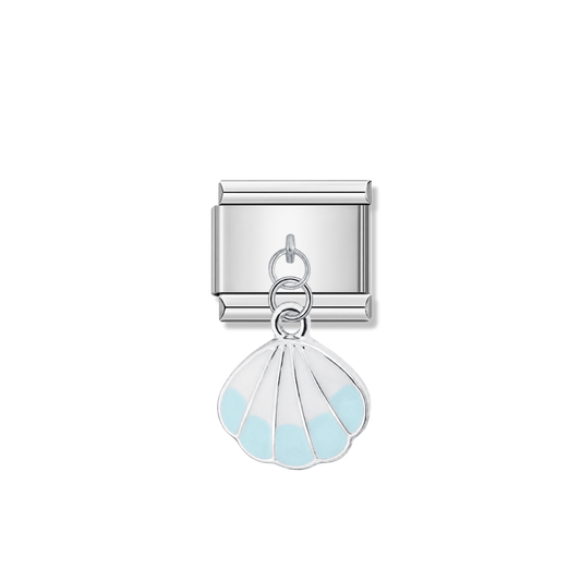 Blue Shell – Silver Italian Pendant Charm – Italian charm by Italycharm
