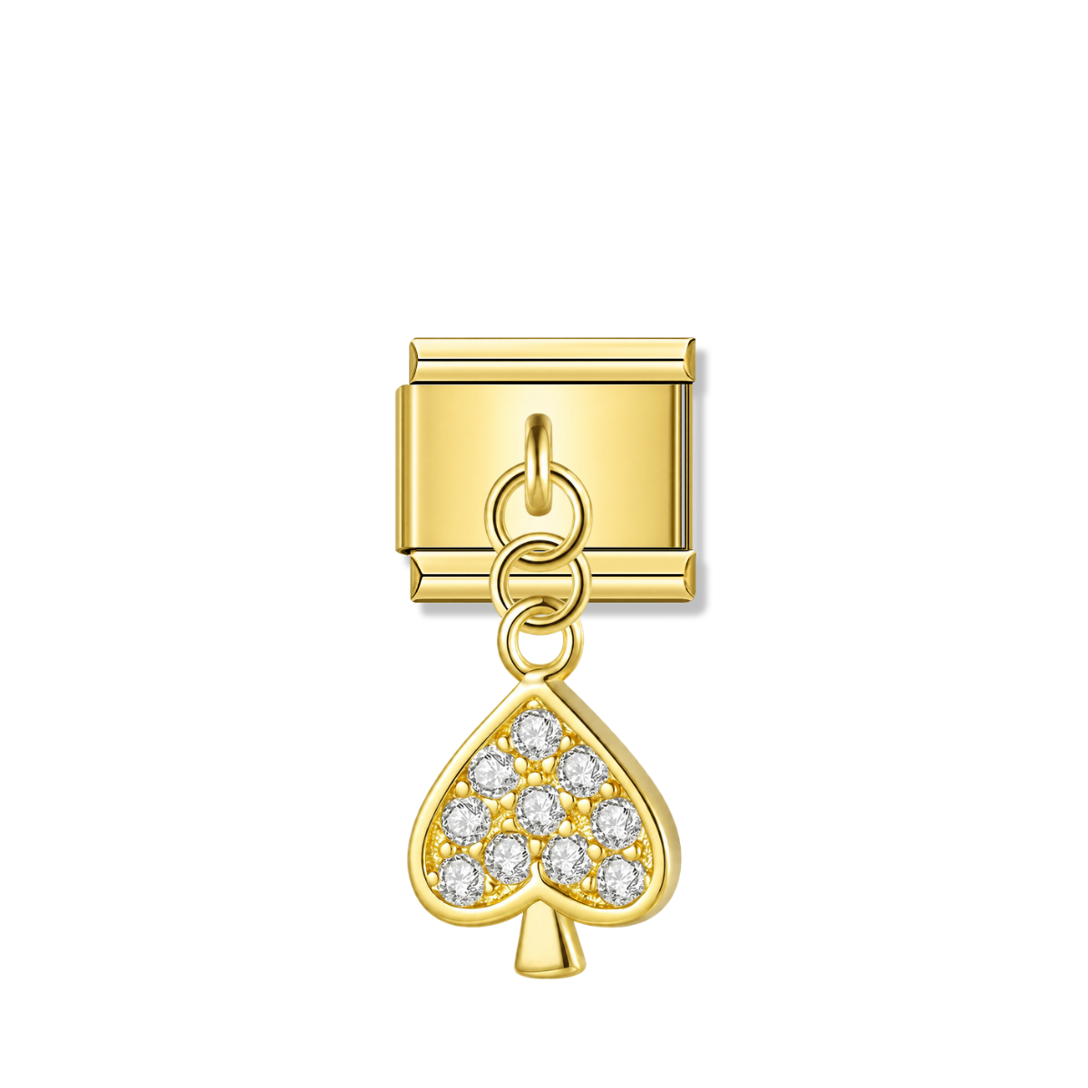 Ace of Spades with CZ – gold Italian pendant charm by Italycharm