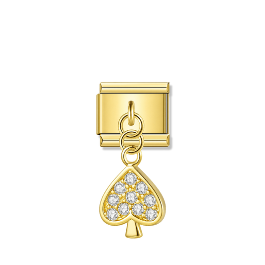 Ace of Spades with CZ – gold Italian pendant charm by Italycharm