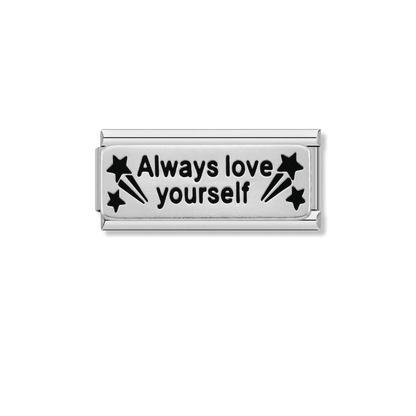 Always Love Yourself – silver Italian bar charm by Italycharm