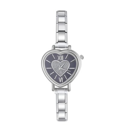 Amora Heart – Black Silver Women's Watch | Italycharm – Italian charm watch by Italycharm
