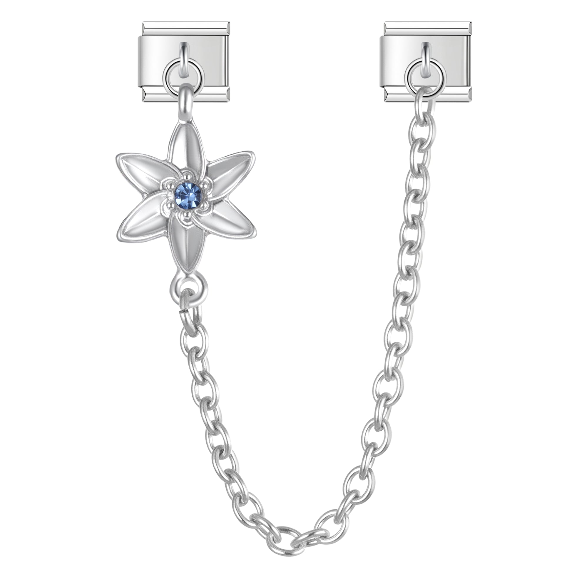 April Daisy with CZ - Silver Chain Charm