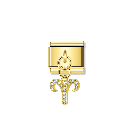 Aries with CZ – Gold Italian Pendant Charm – Italian charm by Italycharm