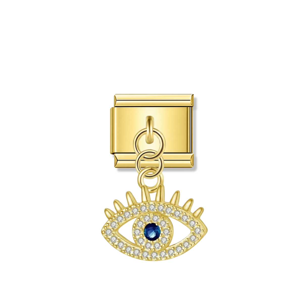Attractive Blue Eye with CZ – gold Italian pendant charm by Italycharm