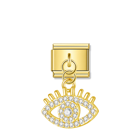 Attractive Eye with CZ – gold Italian pendant charm by Italycharm