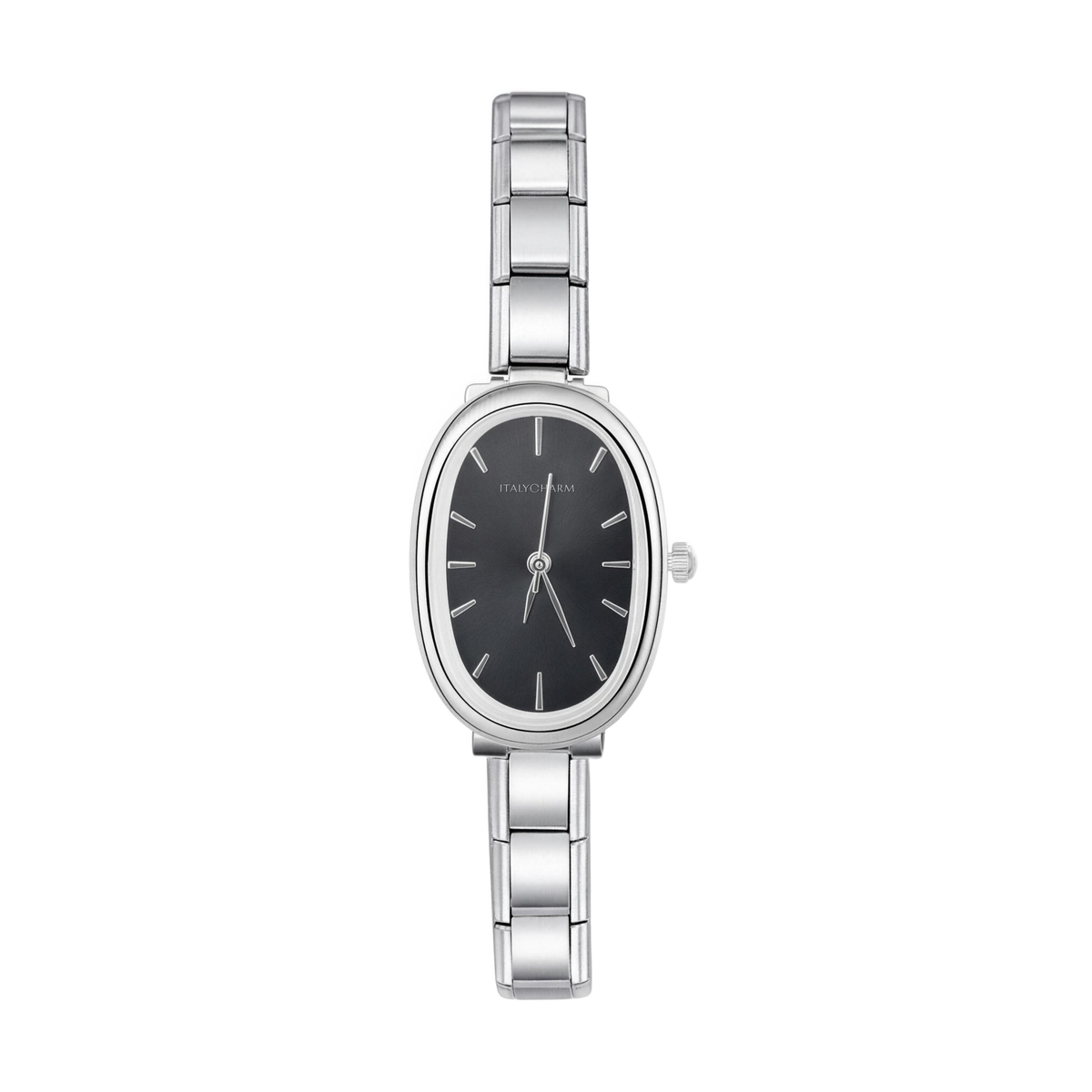 Aurelia Oval – Silver Black Dial Women's Watch | Italycharm – Italian charm watch by Italycharm