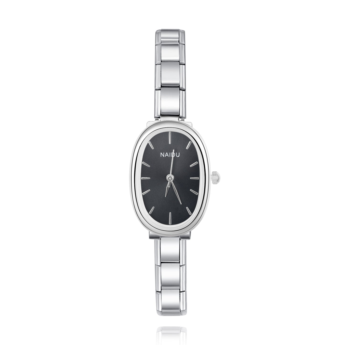 Aurelia Oval – Silver Black Dial Women's Watch | Italycharm