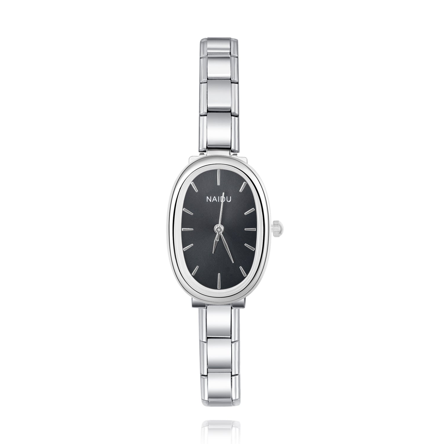 Aurelia Oval – Silver Black Dial Women's Watch | Italycharm