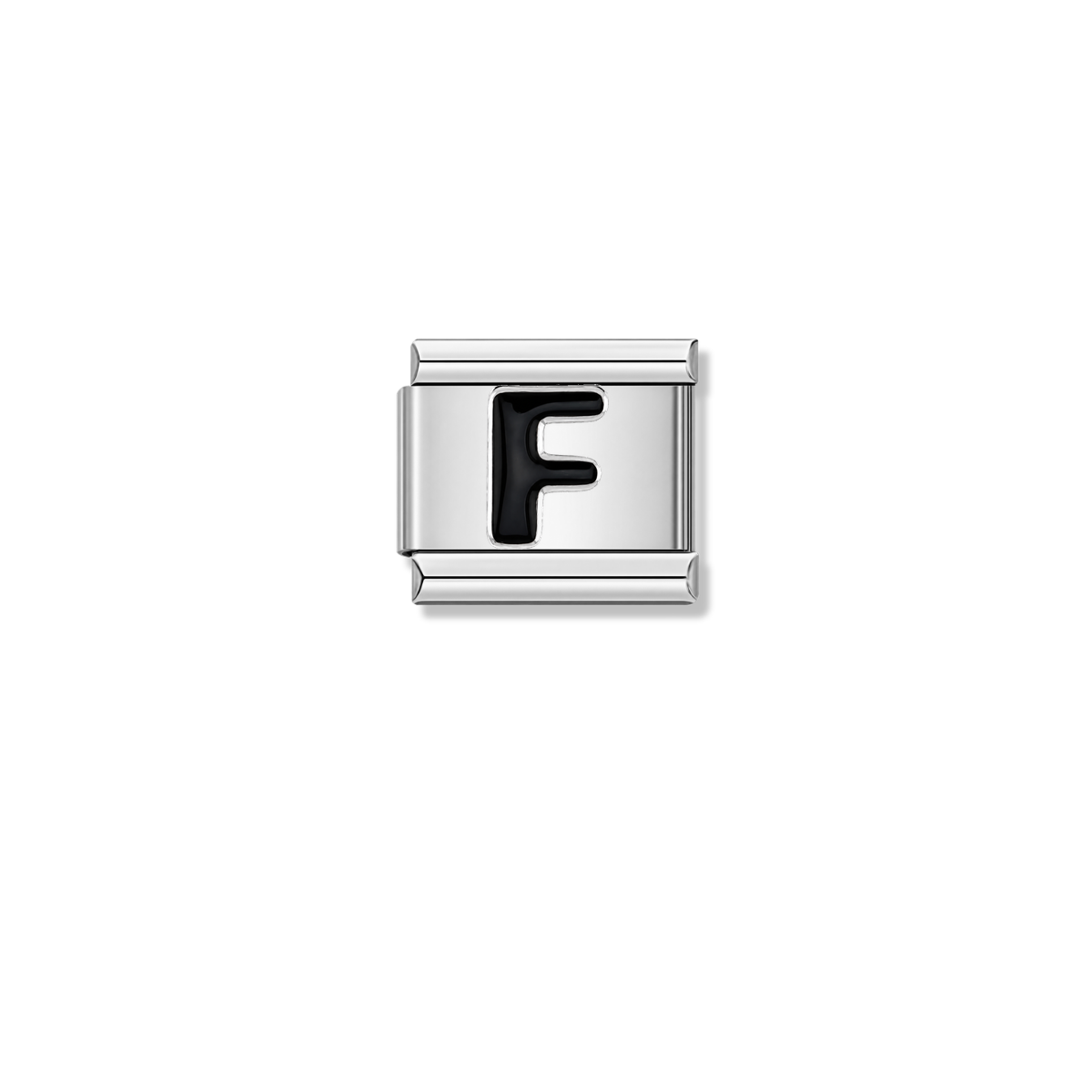Black Letter F – silver Italian charm by Italycharm