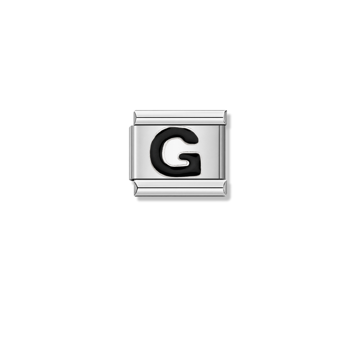 Black Letter G – silver Italian charm by Italycharm