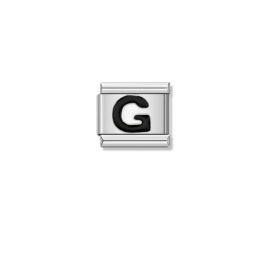 Black Letter G – silver Italian charm by Italycharm